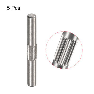 Harfington Uxcell 3x25mm 304 Stainless Steel Dowel Pins, 5Pcs Center Knurled Chamfered End Pin