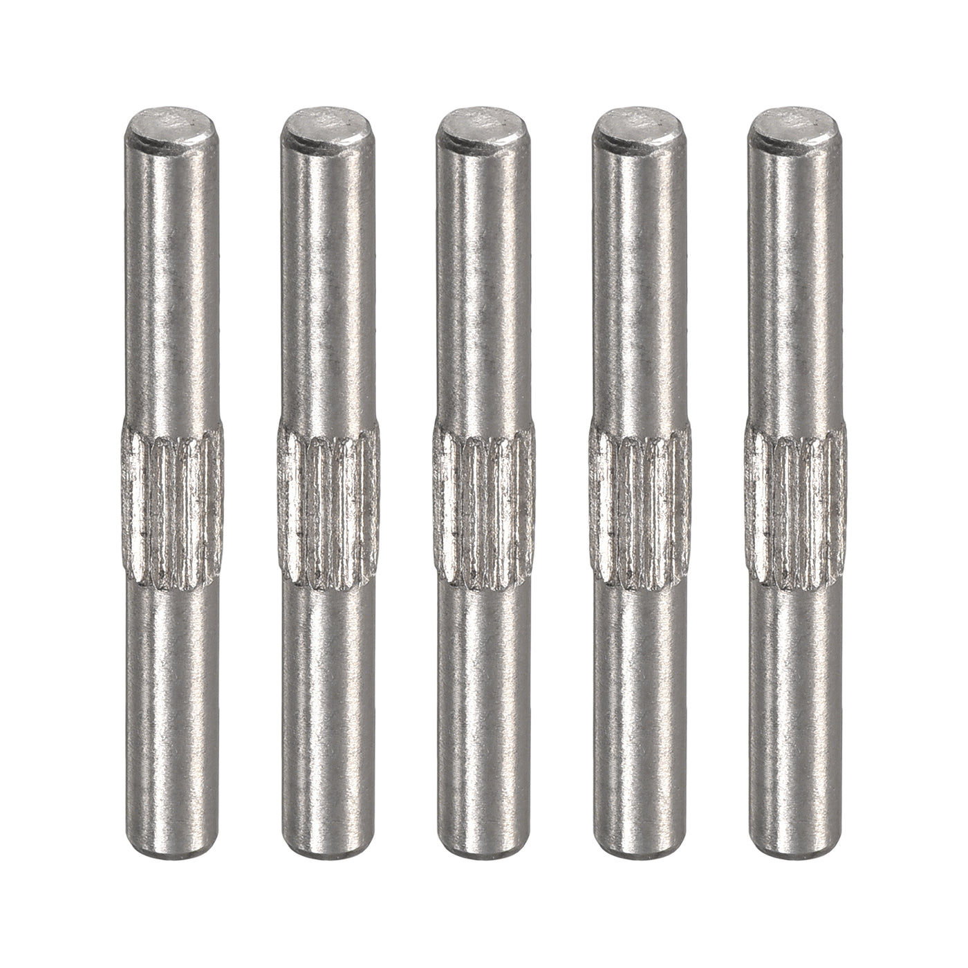 uxcell Uxcell 3x25mm 304 Stainless Steel Dowel Pins, 5Pcs Center Knurled Chamfered End Pin