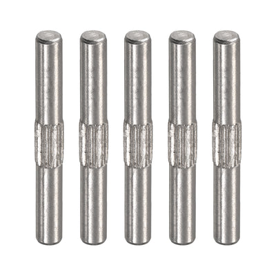 Harfington Uxcell 3x25mm 304 Stainless Steel Dowel Pins, 5Pcs Center Knurled Chamfered End Pin