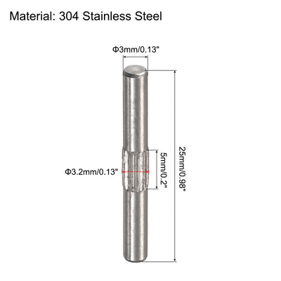 Harfington Uxcell 3x25mm 304 Stainless Steel Dowel Pins, 20Pcs Center Knurled Chamfered End Pin