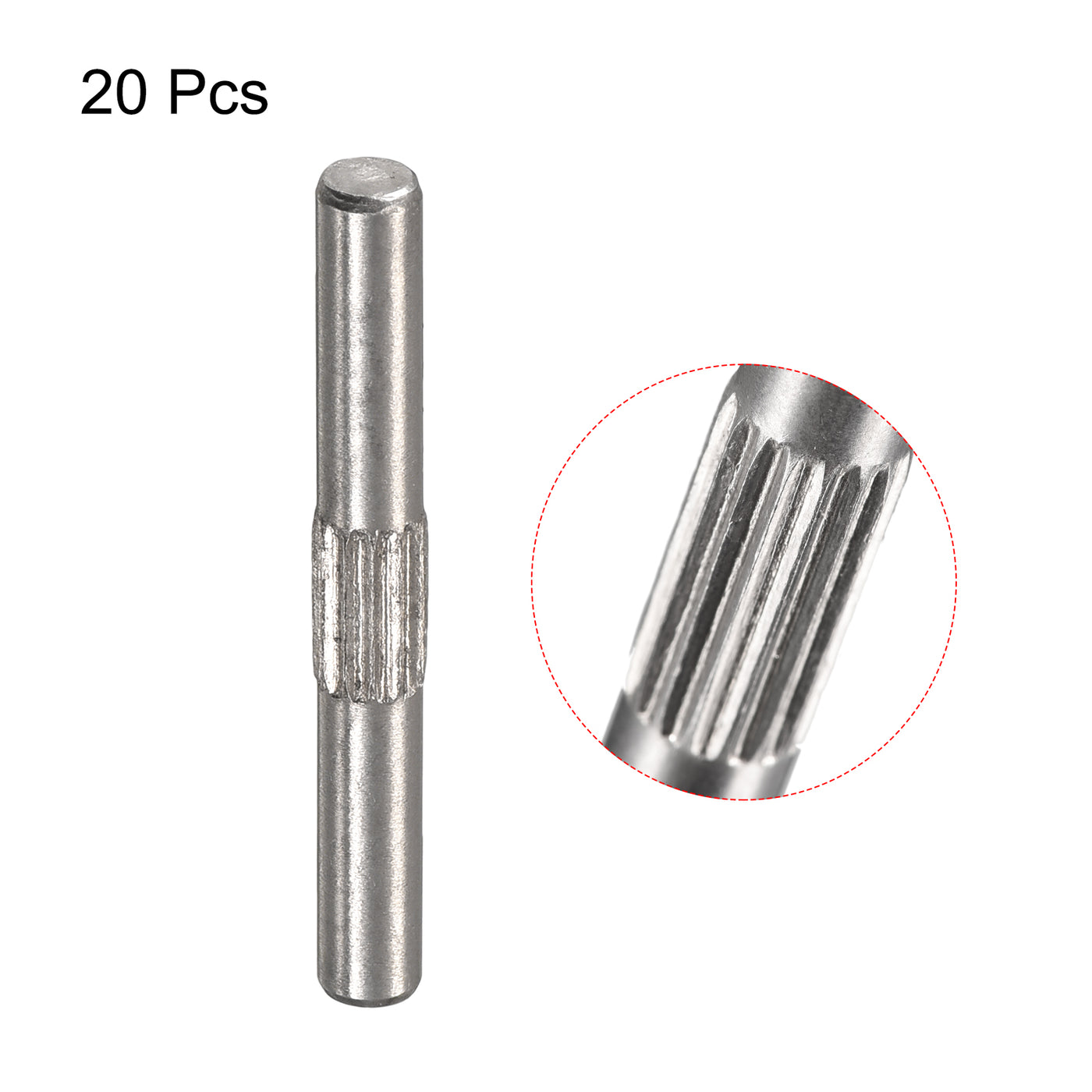 uxcell Uxcell 3x25mm 304 Stainless Steel Dowel Pins, 20Pcs Center Knurled Chamfered End Pin