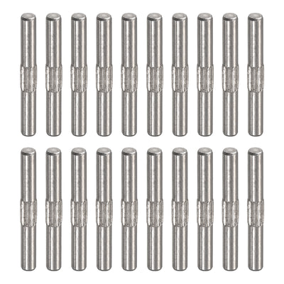 Harfington Uxcell 3x25mm 304 Stainless Steel Dowel Pins, 20Pcs Center Knurled Chamfered End Pin