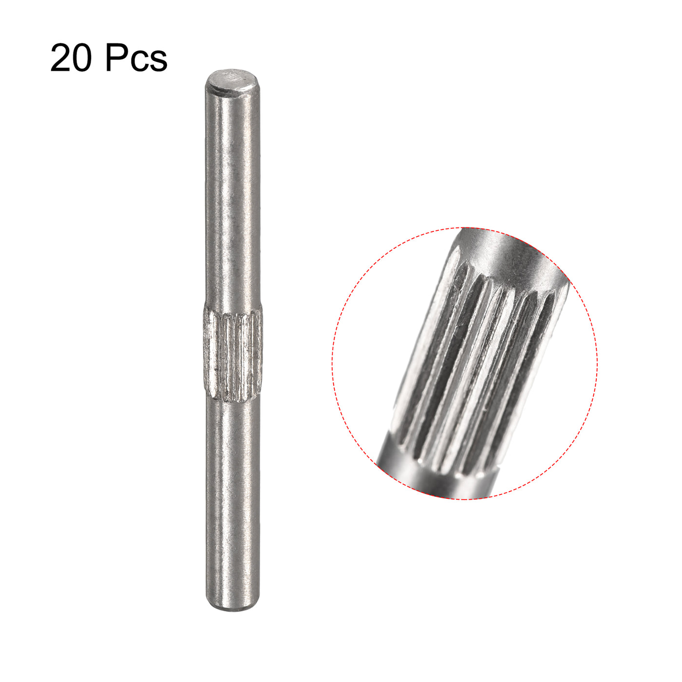 uxcell Uxcell 3x30mm 304 Stainless Steel Dowel Pins, 20Pcs Center Knurled Chamfered End Pin