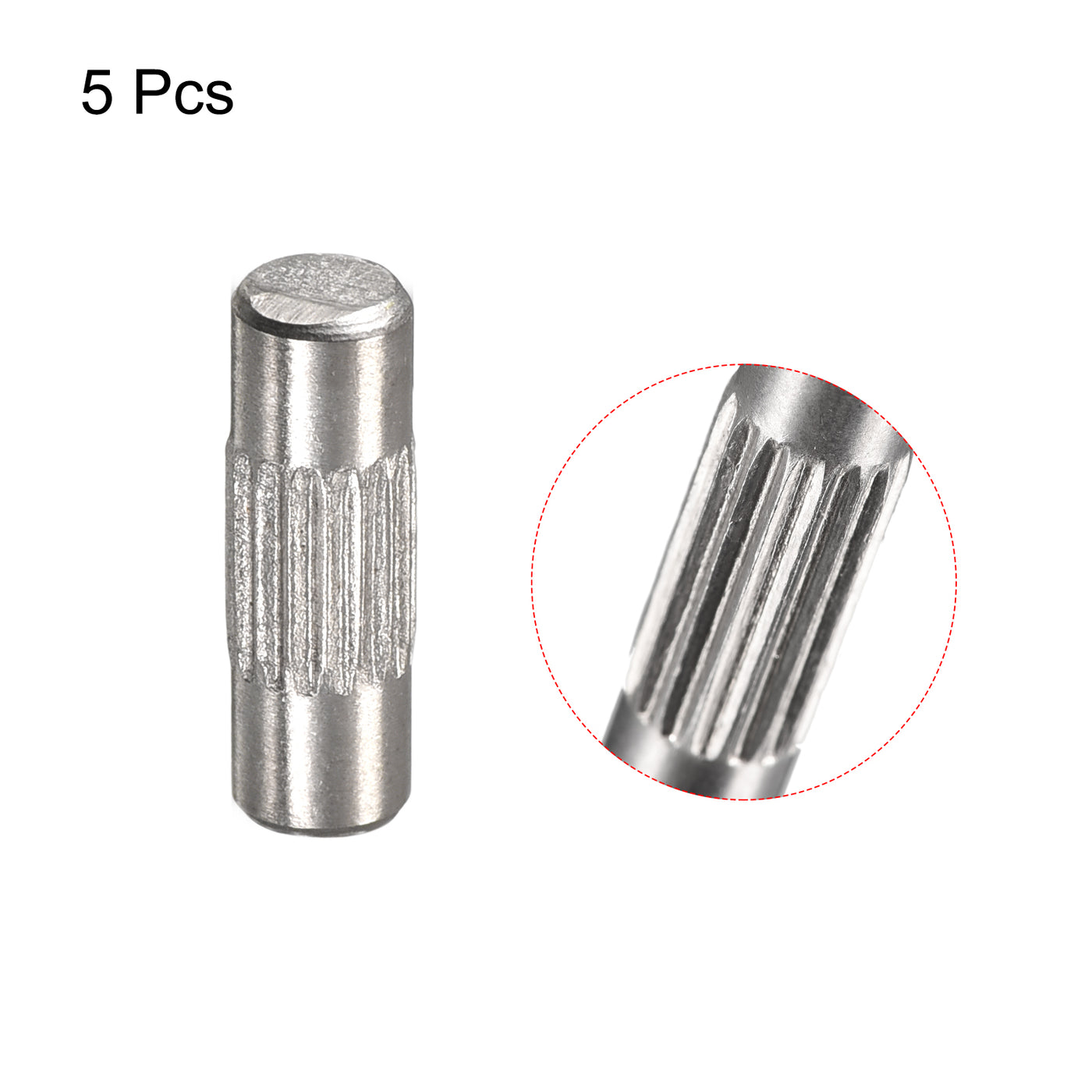 uxcell Uxcell 4x12mm 304 Stainless Steel Dowel Pins, 5Pcs Center Knurled Chamfered End Pin