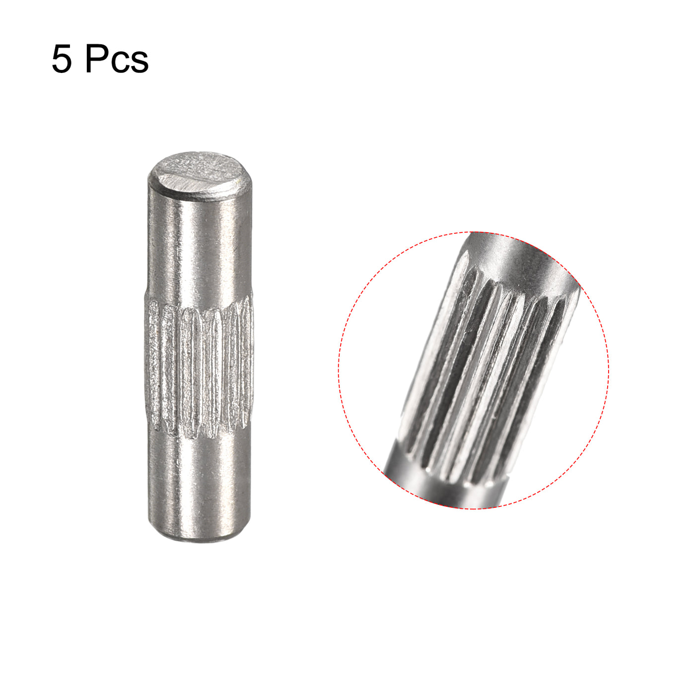 uxcell Uxcell 4x14mm 304 Stainless Steel Dowel Pins, 5Pcs Center Knurled Chamfered End Pin