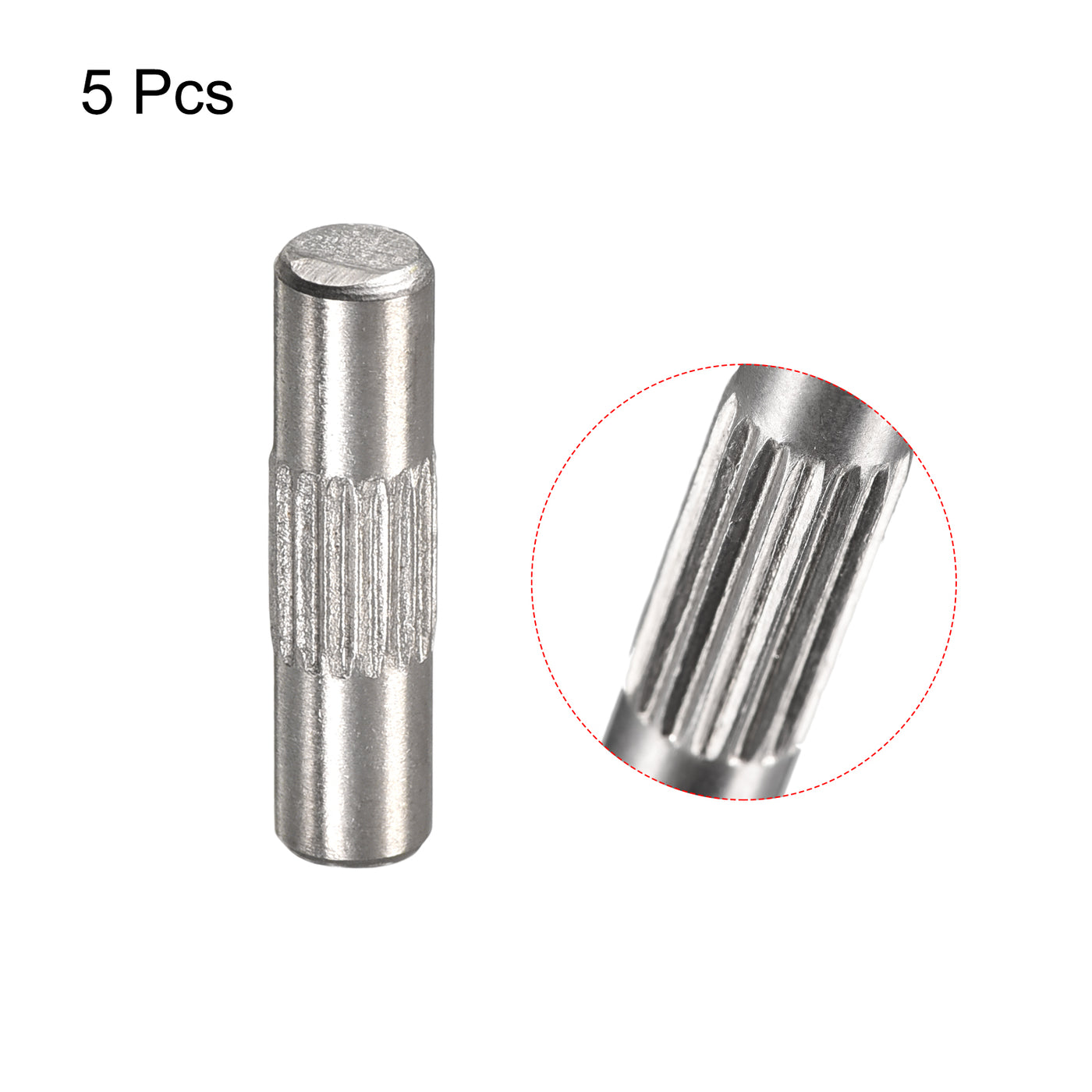 uxcell Uxcell 4x16mm 304 Stainless Steel Dowel Pins, 5Pcs Center Knurled Chamfered End Pin