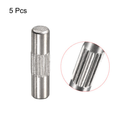 Harfington Uxcell 4x16mm 304 Stainless Steel Dowel Pins, 5Pcs Center Knurled Chamfered End Pin