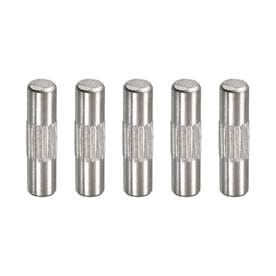 Harfington Uxcell 4x16mm 304 Stainless Steel Dowel Pins, 5Pcs Center Knurled Chamfered End Pin