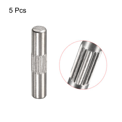 Harfington Uxcell 4x20mm 304 Stainless Steel Dowel Pins, 5Pcs Center Knurled Chamfered End Pin