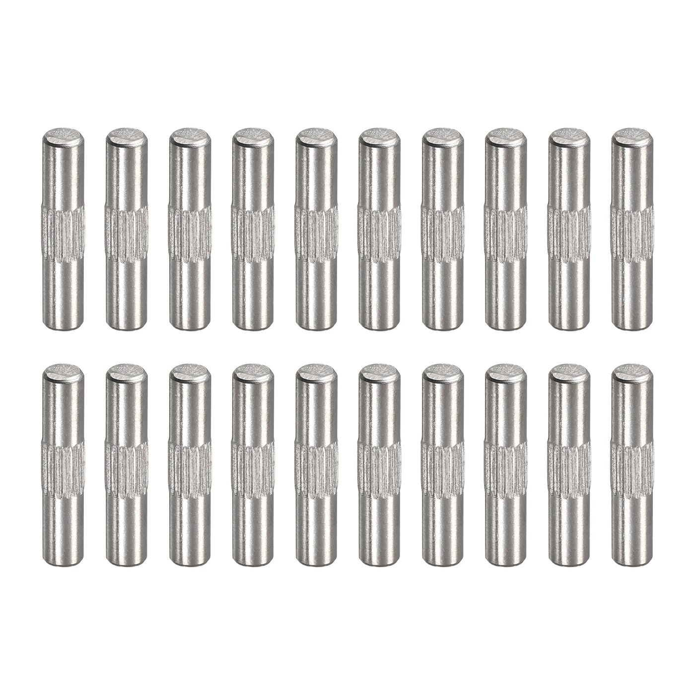 uxcell Uxcell 4x20mm 304 Stainless Steel Dowel Pins, 20Pcs Center Knurled Chamfered End Pin