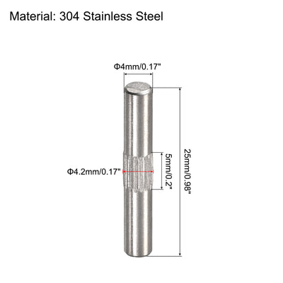 Harfington Uxcell 4x25mm 304 Stainless Steel Dowel Pins, 5Pcs Center Knurled Chamfered End Pin
