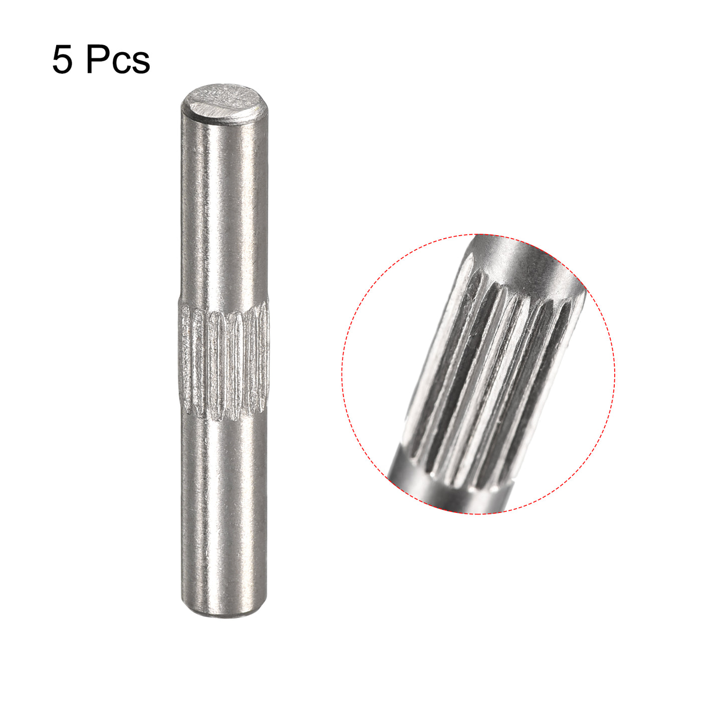uxcell Uxcell 4x25mm 304 Stainless Steel Dowel Pins, 5Pcs Center Knurled Chamfered End Pin