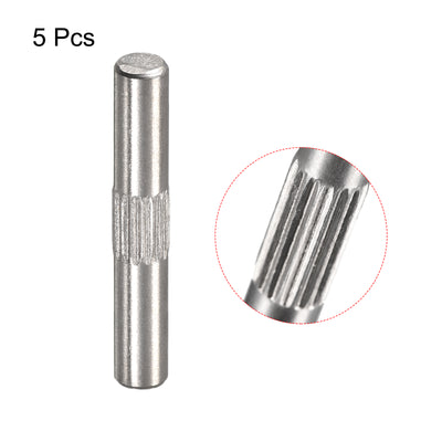 Harfington Uxcell 4x25mm 304 Stainless Steel Dowel Pins, 5Pcs Center Knurled Chamfered End Pin