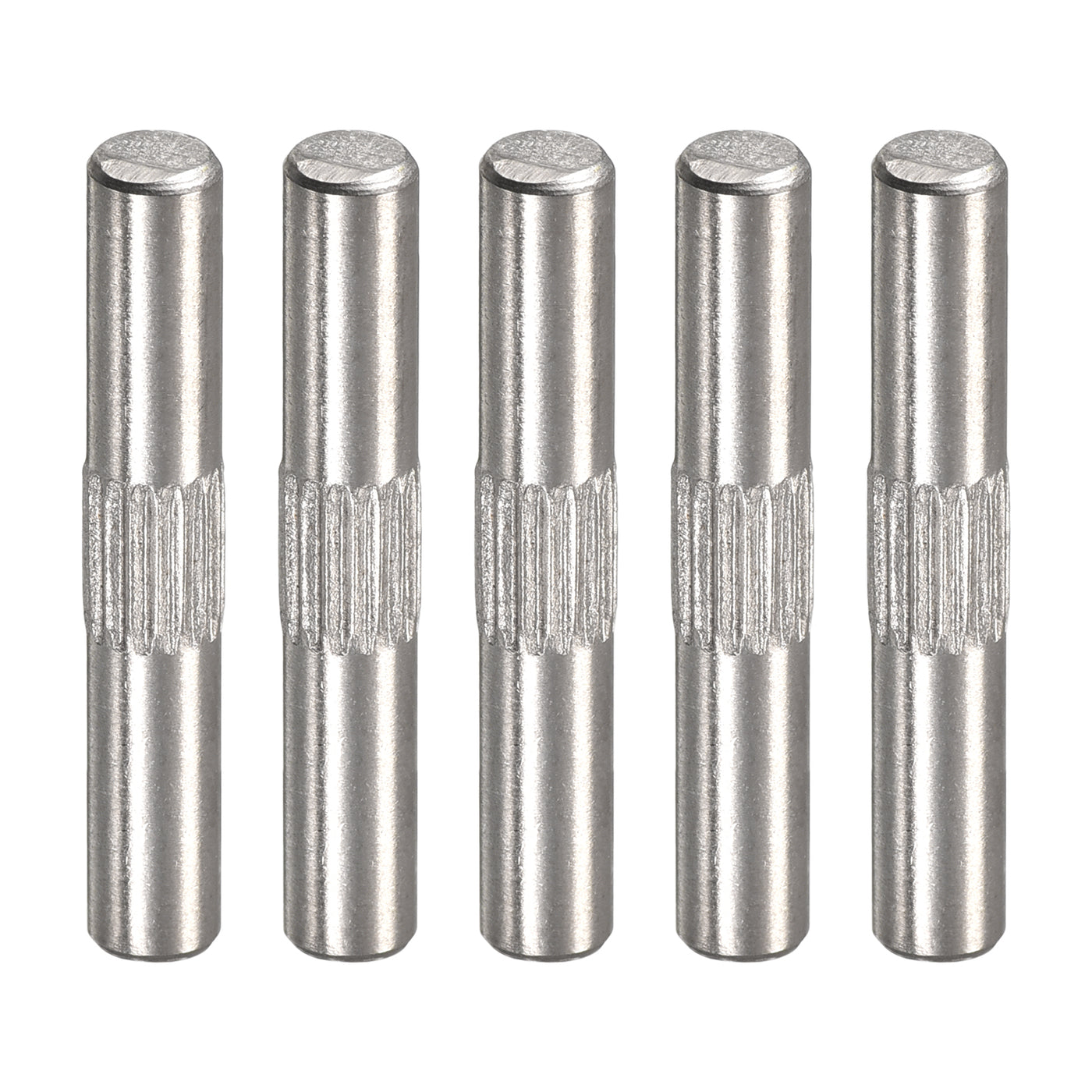 uxcell Uxcell 4x25mm 304 Stainless Steel Dowel Pins, 5Pcs Center Knurled Chamfered End Pin