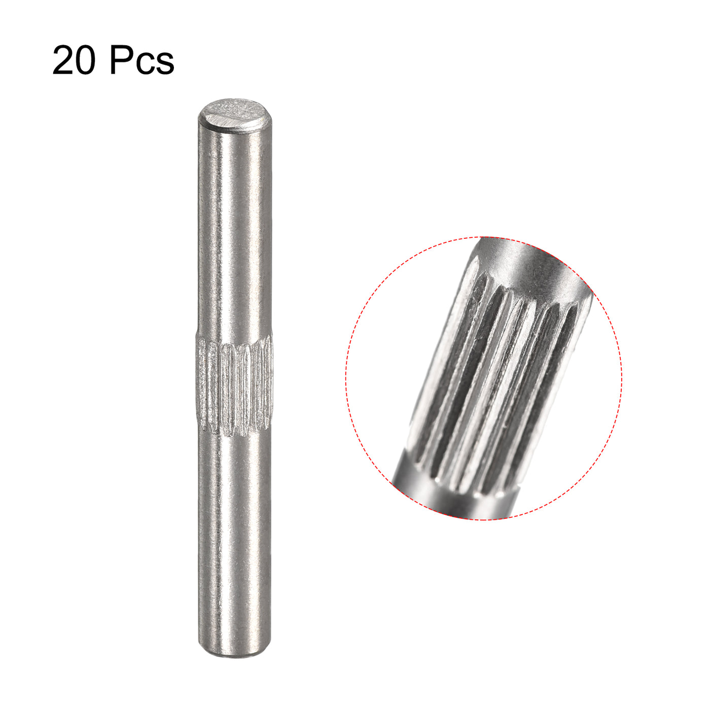 uxcell Uxcell 4x30mm 304 Stainless Steel Dowel Pins, 20Pcs Center Knurled Chamfered End Pin