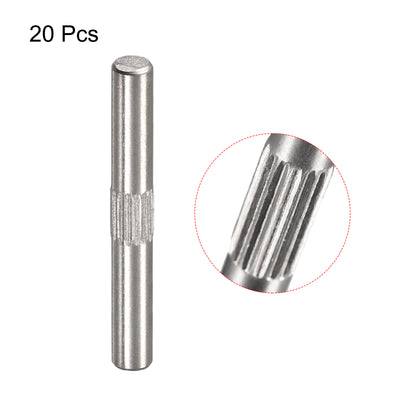Harfington Uxcell 4x30mm 304 Stainless Steel Dowel Pins, 20Pcs Center Knurled Chamfered End Pin