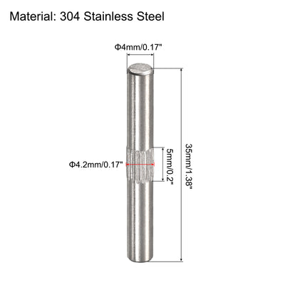 Harfington Uxcell 4x35mm 304 Stainless Steel Dowel Pins, 5Pcs Center Knurled Chamfered End Pin