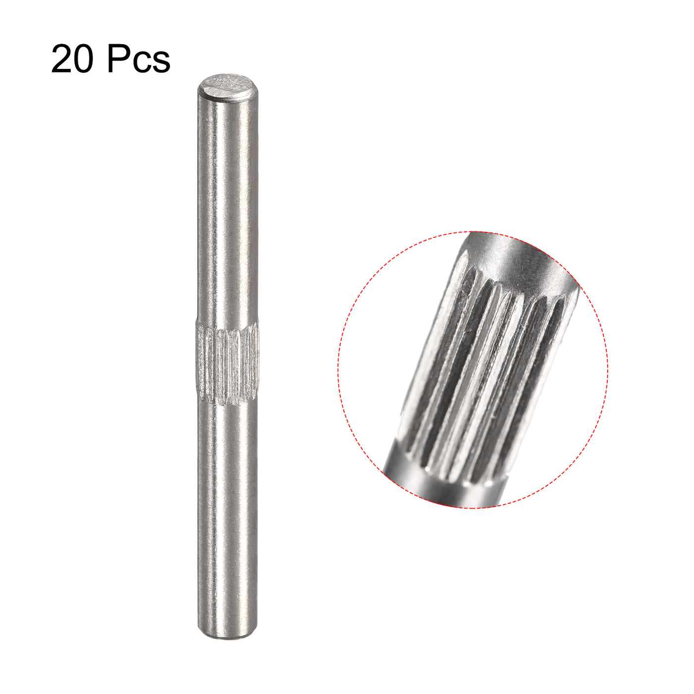 uxcell Uxcell 4x40mm 304 Stainless Steel Dowel Pins, 20Pcs Center Knurled Chamfered End Pin