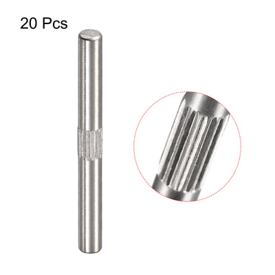 Harfington Uxcell 4x40mm 304 Stainless Steel Dowel Pins, 20Pcs Center Knurled Chamfered End Pin