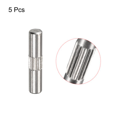 Harfington Uxcell 5x25mm 304 Stainless Steel Dowel Pins, 5Pcs Center Knurled Chamfered End Pin