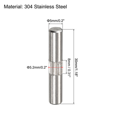 Harfington Uxcell 5x30mm 304 Stainless Steel Dowel Pins, 5Pcs Center Knurled Chamfered End Pin
