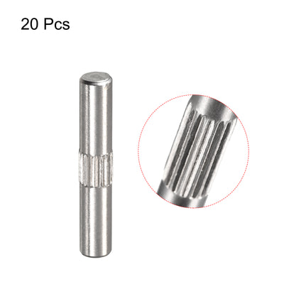 Harfington Uxcell 5x30mm 304 Stainless Steel Dowel Pins, 20Pcs Center Knurled Chamfered End Pin