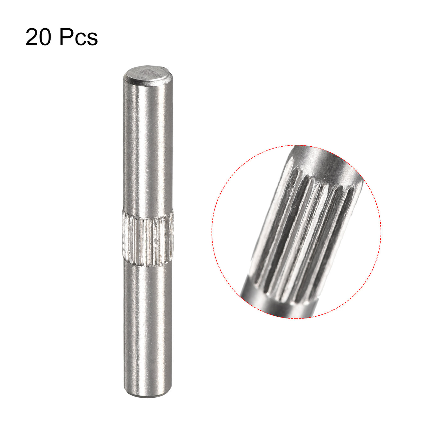 uxcell Uxcell 5x35mm 304 Stainless Steel Dowel Pins, 20Pcs Center Knurled Chamfered End Pin