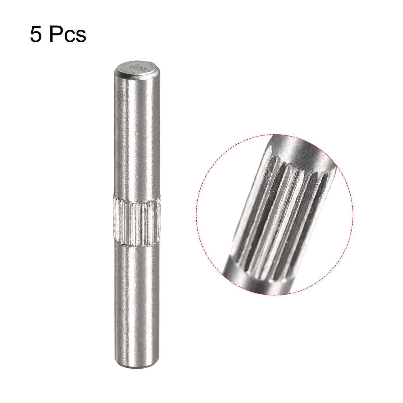 uxcell Uxcell 5x40mm 304 Stainless Steel Dowel Pins, 5Pcs Center Knurled Chamfered End Pin