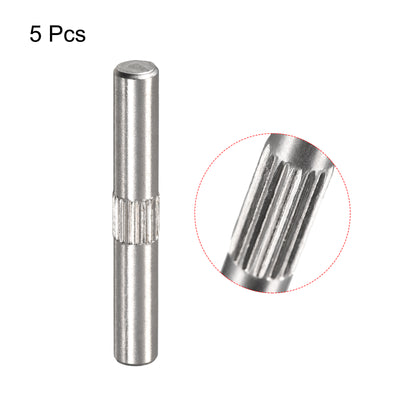 Harfington Uxcell 5x40mm 304 Stainless Steel Dowel Pins, 5Pcs Center Knurled Chamfered End Pin