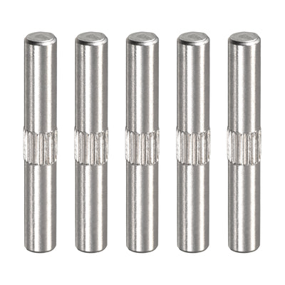 Harfington Uxcell 5x40mm 304 Stainless Steel Dowel Pins, 5Pcs Center Knurled Chamfered End Pin