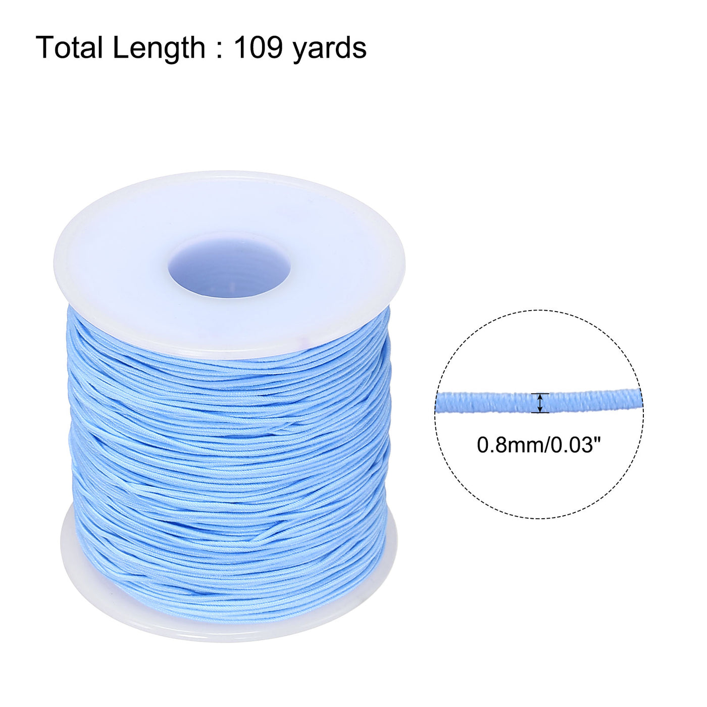 Harfington Elastic Cord Stretchy String 0.8mm 109 Yards Light Blue for Crafts, Jewelry Making, Bracelets, Necklaces, Beading