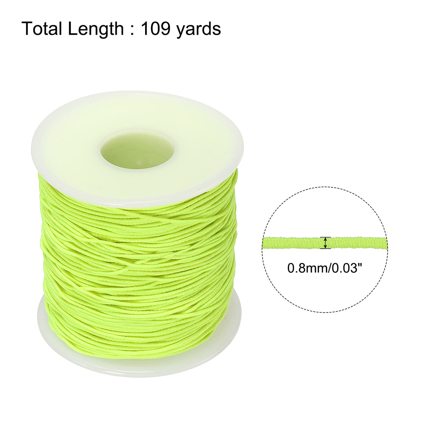 Harfington Elastic Cord Stretchy String 0.8mm 109 Yards Fluorescent Yellow for Crafts, Jewelry Making, Bracelets, Necklaces, Beading