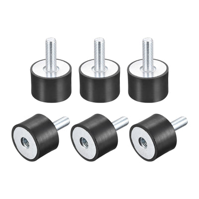 Harfington Uxcell Rubber Mount 6pcs M8 Male/Female Vibration Isolator Shock Absorber D30mmxH20mm