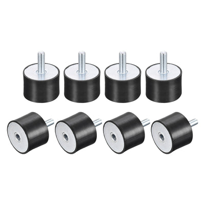Harfington Uxcell Rubber Mount 8pcs M8 Male/Female Vibration Isolator Shock Absorber D40mmxH30mm