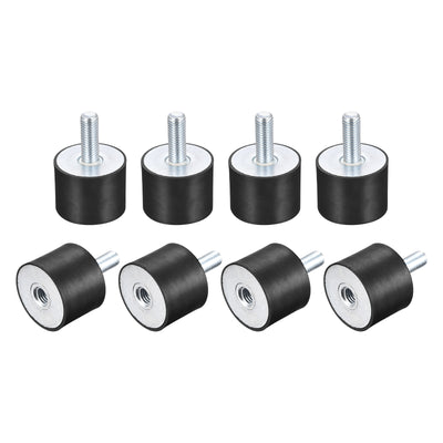 Harfington Uxcell Rubber Mount 8pcs M10 Male/Female Vibration Isolator Shock Absorber D40mmxH30mm