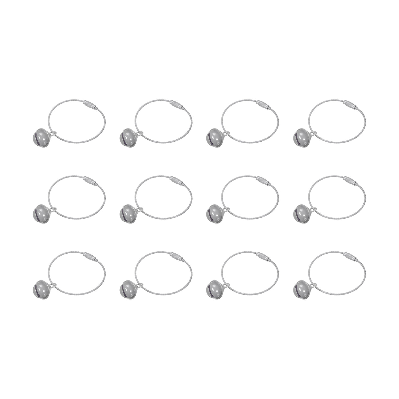 uxcell Uxcell 12Pcs Pet Bells, Stainless Steel 50mm/1.97" Dia Jingle Bells Cable Grey for DIY
