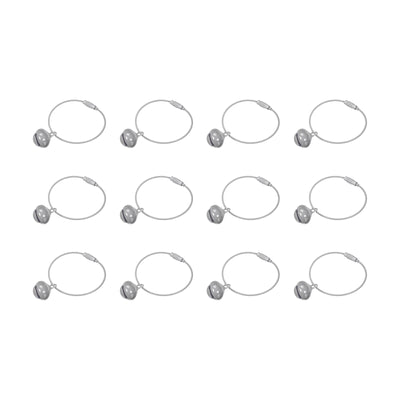 Harfington Uxcell 12Pcs Pet Bells, Stainless Steel 50mm/1.97" Dia Jingle Bells Cable Grey for DIY