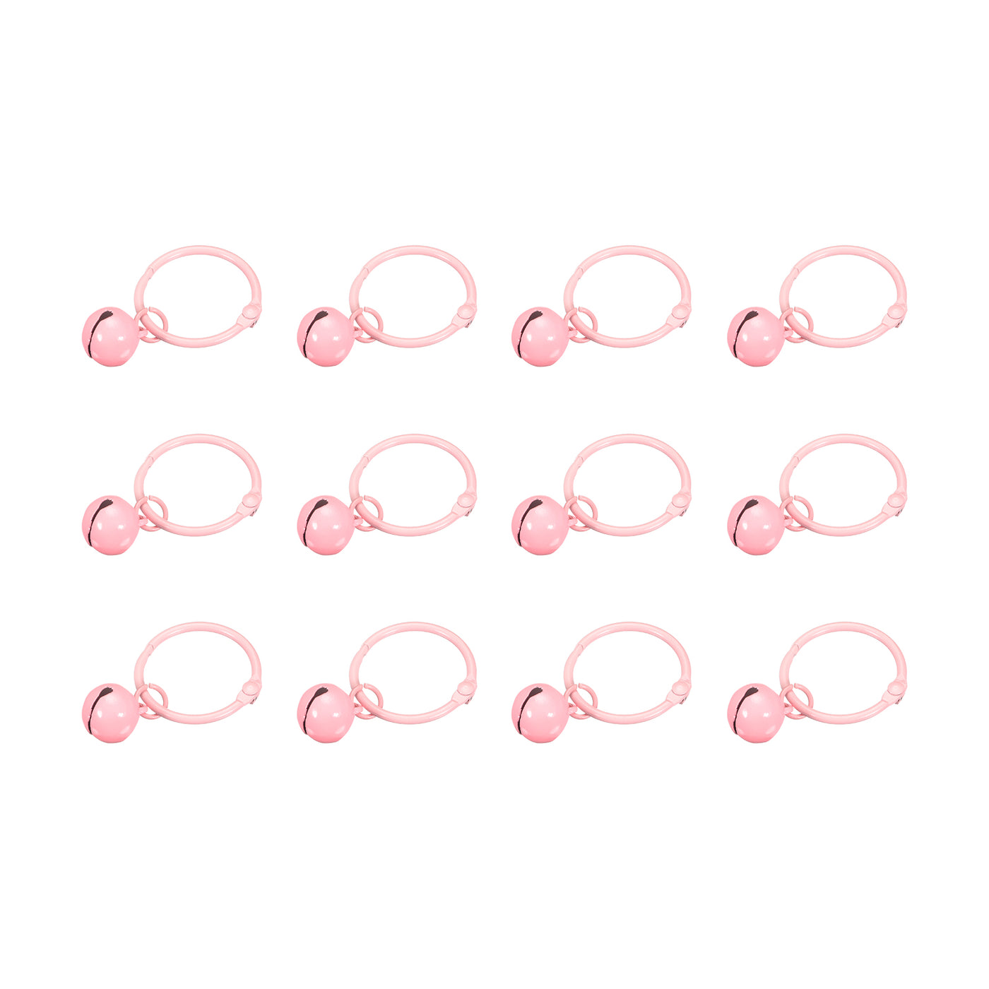 uxcell Uxcell 12Pcs Keyrings with Bells, Pink 30mm/0.51" Dia Jingle Bell for DIY Crafts