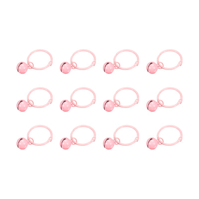 Harfington Uxcell 12Pcs Keyrings with Bells, Pink 30mm/0.51" Dia Jingle Bell for DIY Crafts