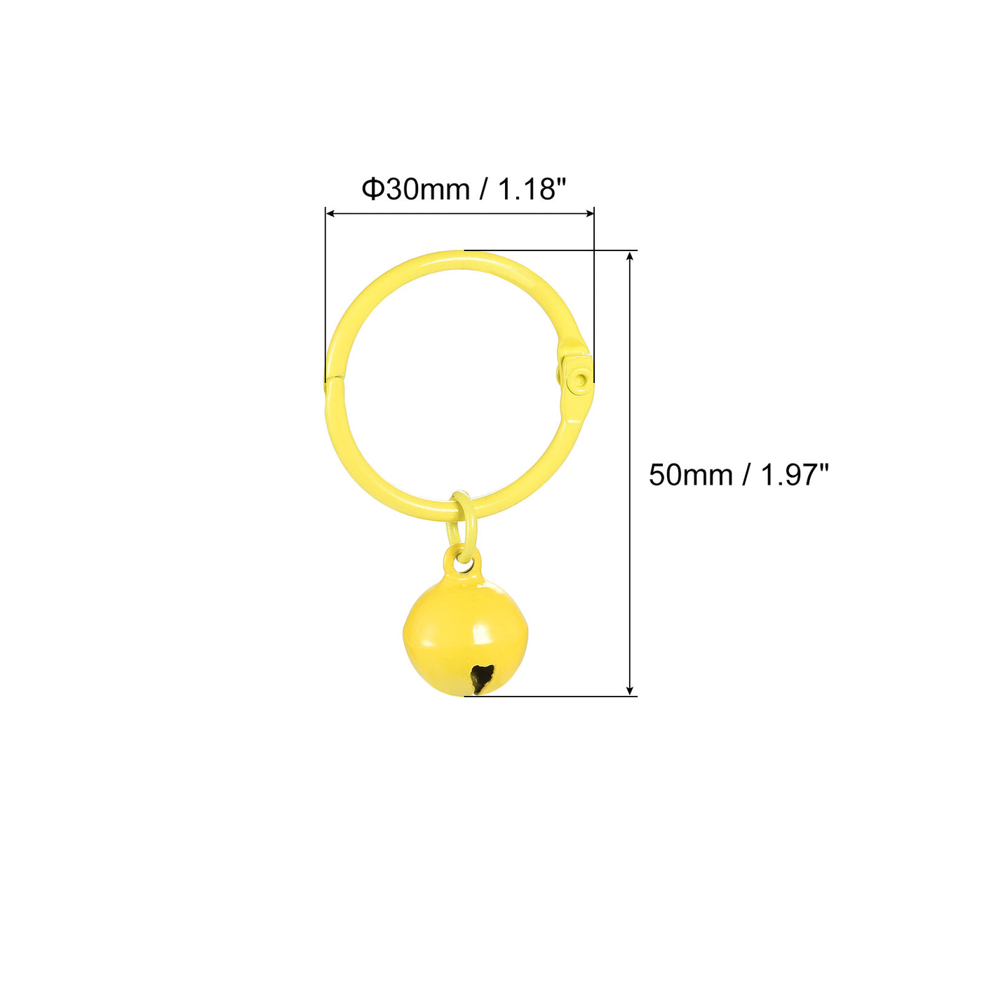 uxcell Uxcell 5Pcs Keyrings with Bells, Yellow 30mm/0.51" Dia Jingle Bell for DIY Crafts