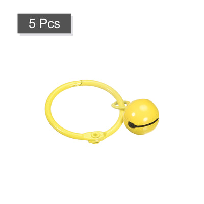 Harfington Uxcell 5Pcs Keyrings with Bells, Yellow 30mm/0.51" Dia Jingle Bell for DIY Crafts