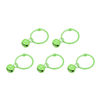 Harfington Uxcell 5Pcs Keyrings with Bells, Dark Green 30mm/0.51" Dia Jingle Bell for DIY Crafts