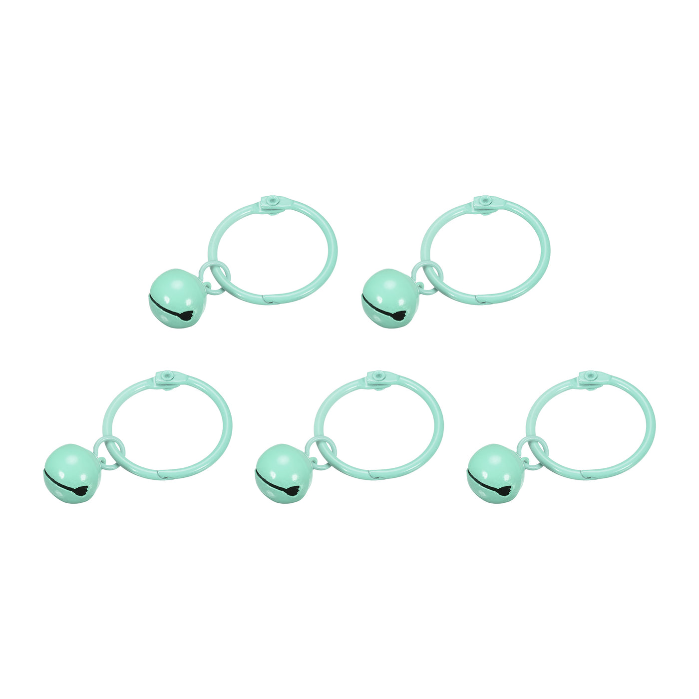 uxcell Uxcell 5Pcs Keyrings with Bells, Light Green 30mm/0.51" Dia Jingle Bell for DIY Crafts