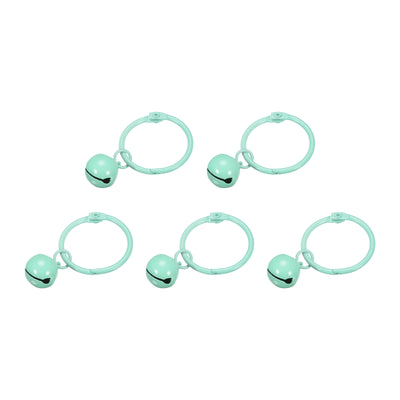 Harfington Uxcell 5Pcs Keyrings with Bells, Light Green 30mm/0.51" Dia Jingle Bell for DIY Crafts