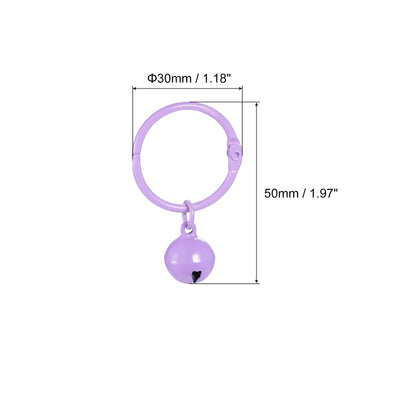 Harfington Uxcell 5Pcs Keyrings with Bells, Purple 30mm/0.51" Dia Jingle Bell for DIY Crafts