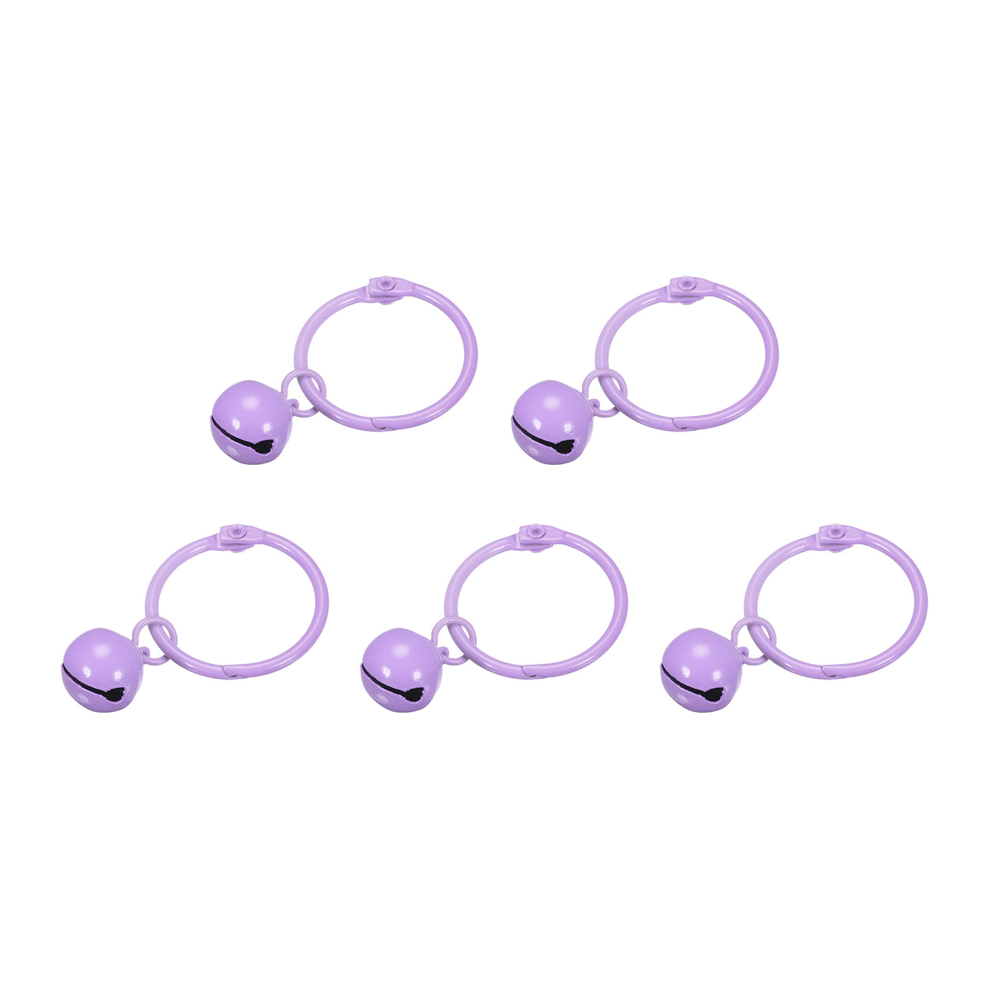 uxcell Uxcell 5Pcs Keyrings with Bells, Purple 30mm/0.51" Dia Jingle Bell for DIY Crafts