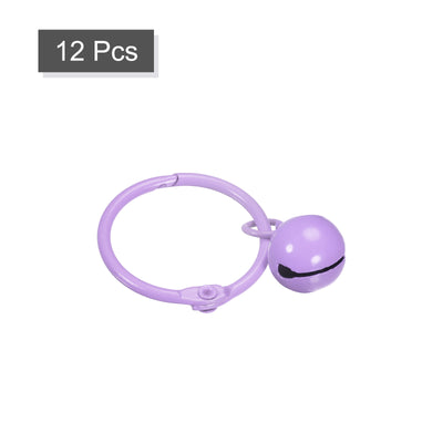 Harfington Uxcell 12Pcs Keyrings with Bells, Purple 30mm/0.51" Dia Jingle Bell for DIY Crafts