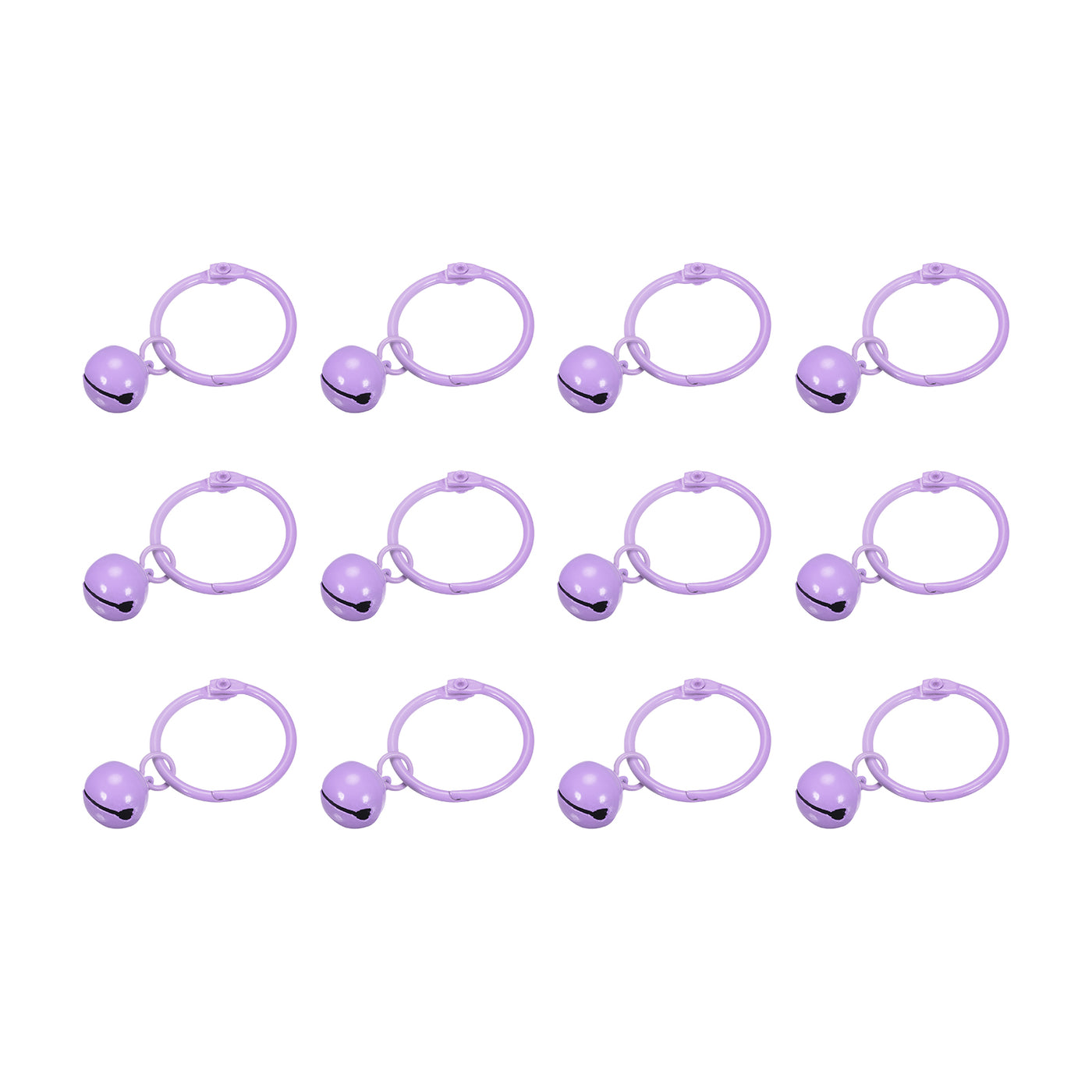 uxcell Uxcell 12Pcs Keyrings with Bells, Purple 30mm/0.51" Dia Jingle Bell for DIY Crafts