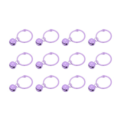 Harfington Uxcell 12Pcs Keyrings with Bells, Purple 30mm/0.51" Dia Jingle Bell for DIY Crafts