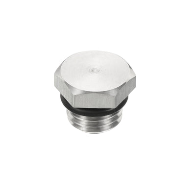 Harfington Male Plug, Waterproof Dustproof Stainless Steel Thread Hex Head Socket Solid Pipe Fitting with Sealing Rubber Ring